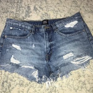 Mid rise denim shorts